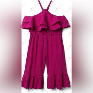 Janie and Jack size 5 sleeveless romper jumpsuit purple ruffle